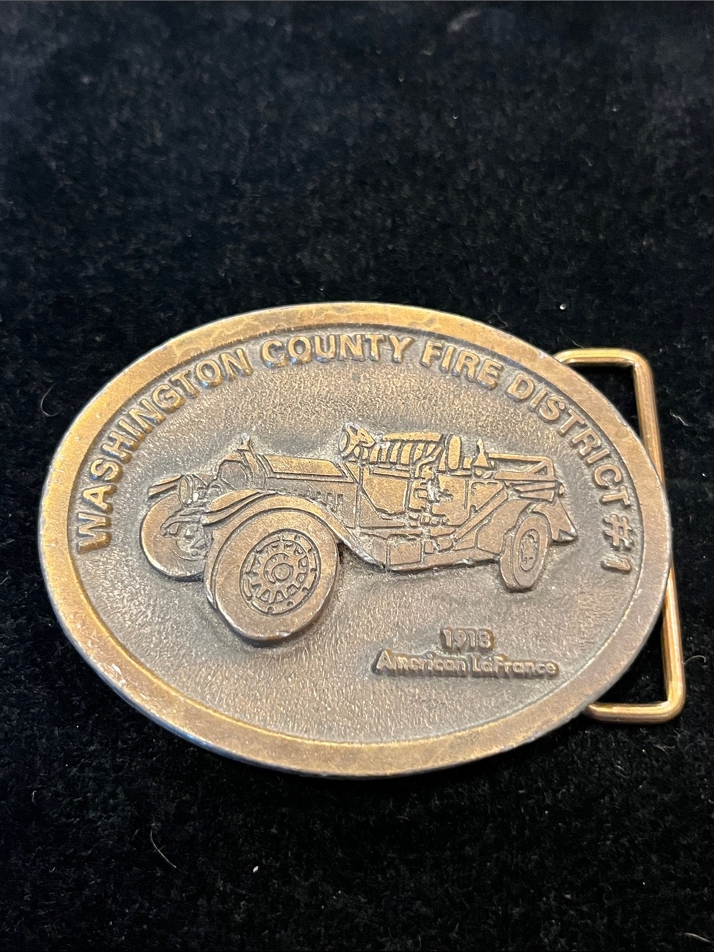 Vintage Washington County Fire District #1 1918 American LaFrance Belt Buckle